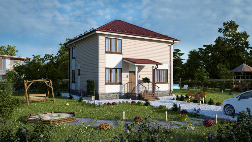 Началось строительство дома в МО Ленинском районе д. Калиновка по проекту "Калиновка" 9*9 м 162 м2