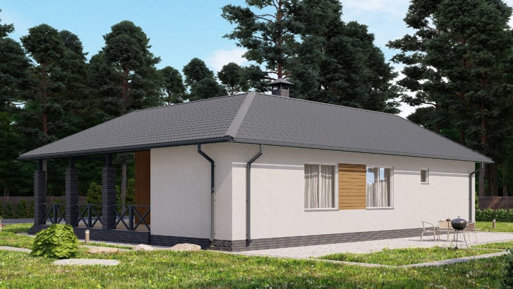 Строительство одноэтажного дома для постоянного проживания из СИП панелей по проекту «Стильный-2» в д. Терентьево, Калужская область