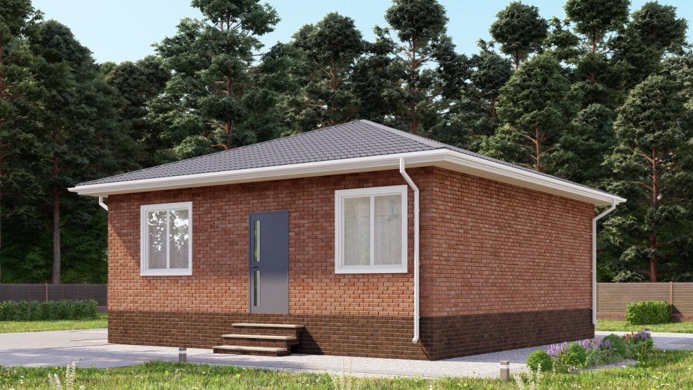 Строительство одноэтажного дома для постоянного проживания из СИП панелей по проекту «Селезнев» в д. Новая Черепень, Тульская область