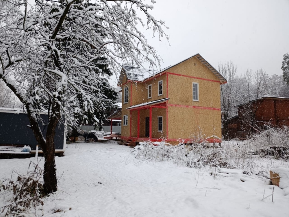 Строительство двухэтажного дома для постоянного проживания из СИП панелей по проекту «Кучино» в г. Балашиха