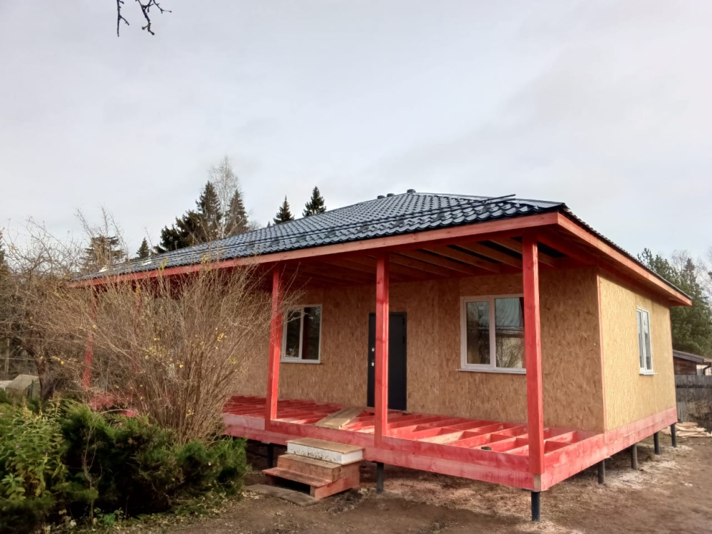 Строительство одноэтажного дома для постоянного проживания из СИП панелей по проекту «Вертково», СНТ «Москворечье», д. Лужки,  Истринский г.о.