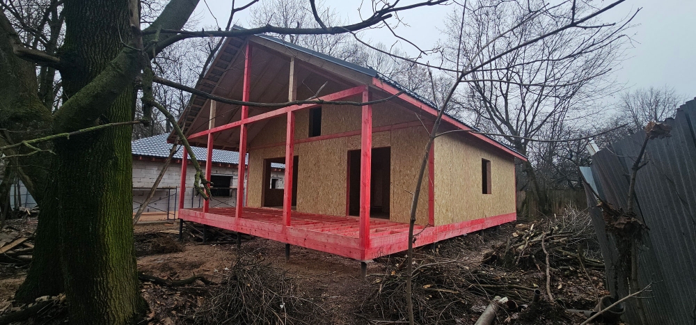 Строительство одноэтажного дома для постоянного проживания из СИП панелей по проекту «Соловьевы», Носовихинское ш., г. Балашиха