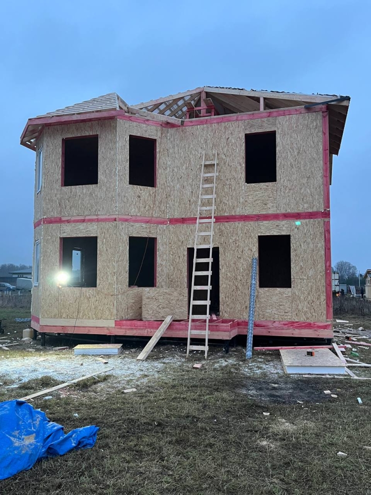 Строительство двухэтажного дома для постоянного проживания из СИП панелей по проекту «Арлинд» в с. Братовщина, Пушкинском районе
