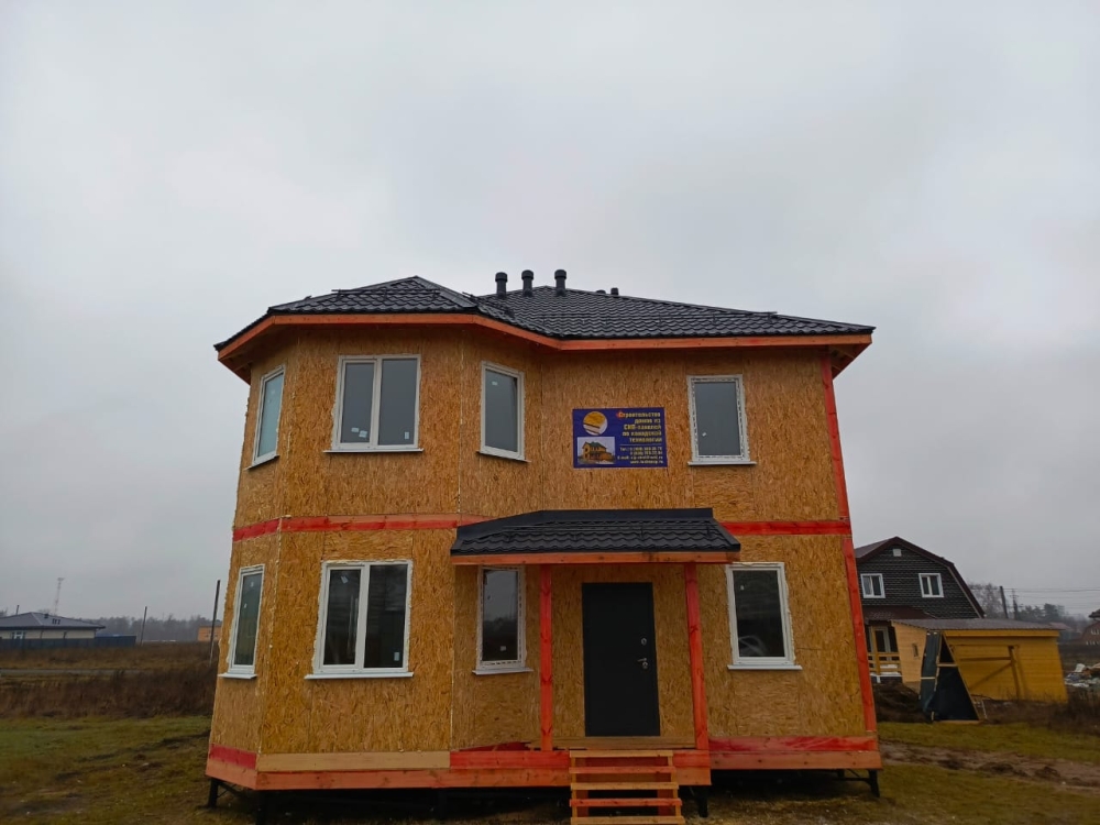 Строительство двухэтажного дома для постоянного проживания из СИП панелей по проекту «Арлинд» в с. Братовщина, Пушкинском районе