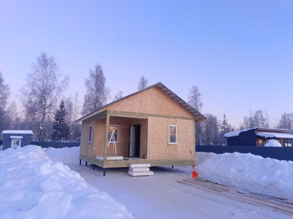 Строительство одноэтажного дома для постоянного проживания из СИП панелей по проекту «Опушкино-3», д. Новое Литвиново, Щелковский г.о.