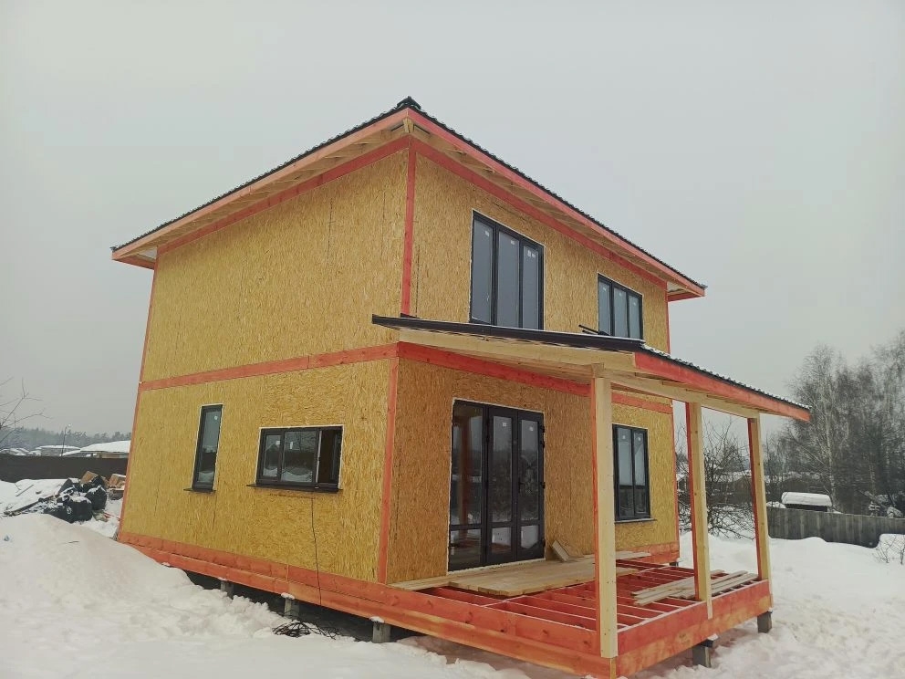 Строительство двухэтажного дома для постоянного проживания из СИП панелей по проекту «Тимонино», с. Мышенское, Ступинский г.о.