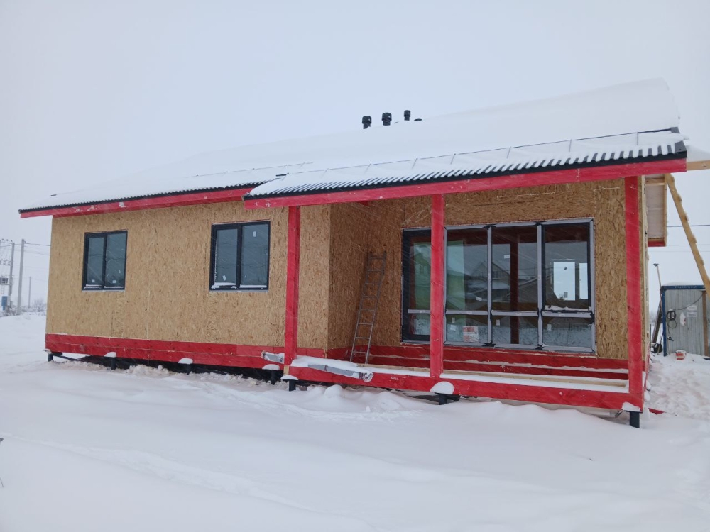 Строительство одноэтажного дома для постоянного проживания из СИП панелей по проекту «Ким», д. Клишева, Раменский г.о.